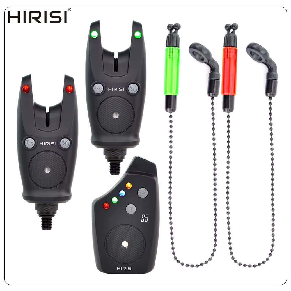 Alarma de pesca de carpa Hirisi con acabado de goma y LED indicador