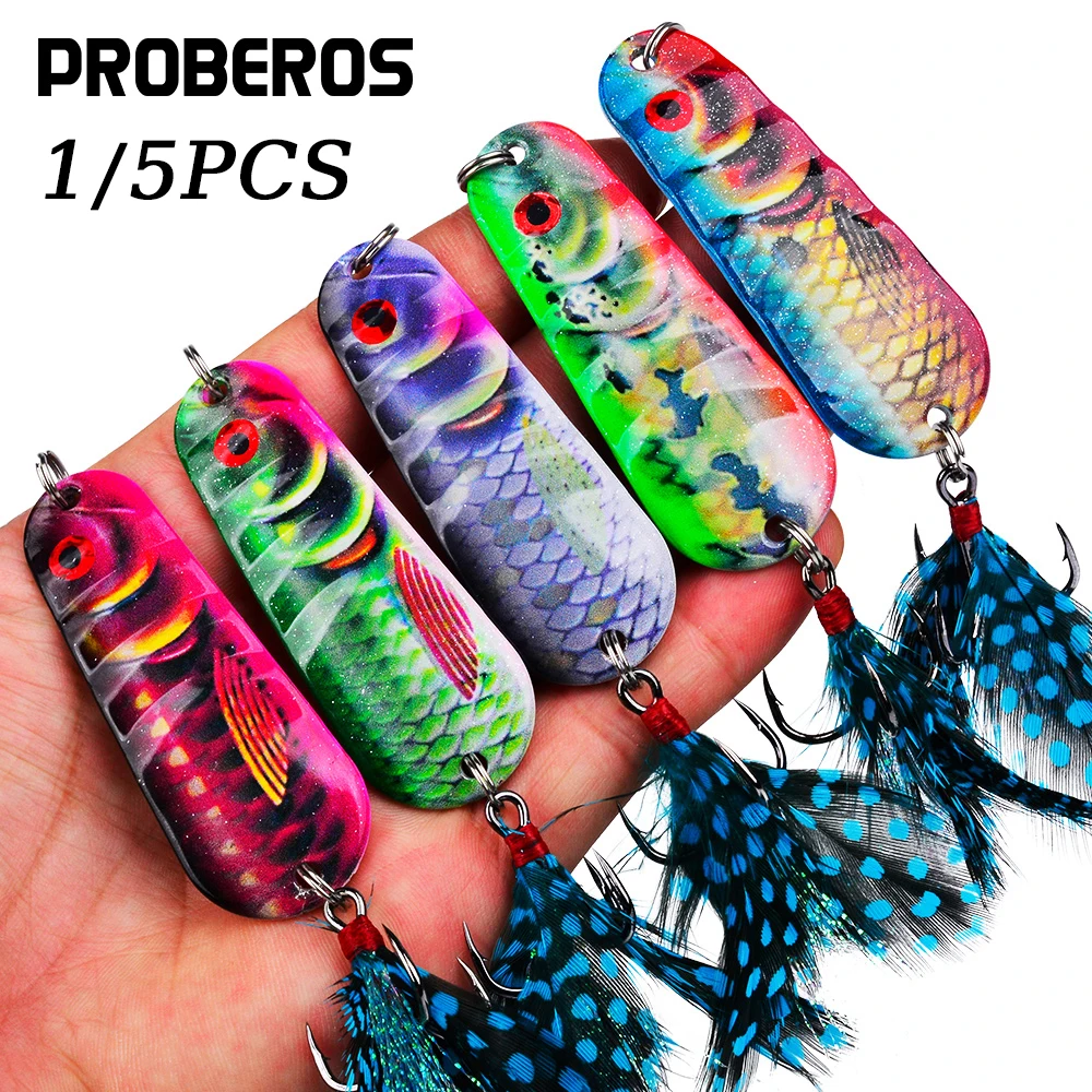 Proberos Señuelos de cuchara metálicos con anzuelos duraderos - imagen 4
