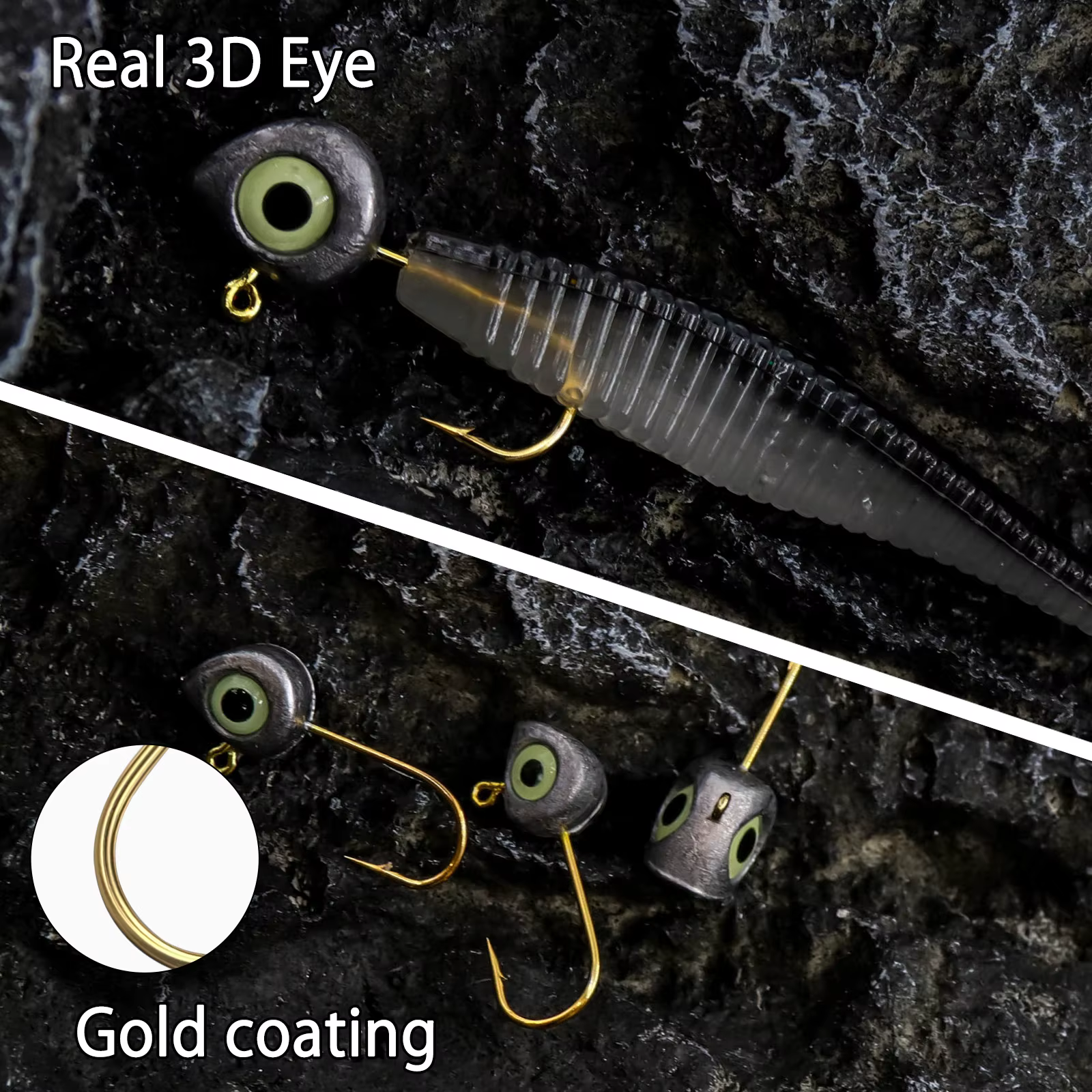 Anzuelos Jig FishTrip con Ojos 3D Luminosos – Para Señuelos Blandos