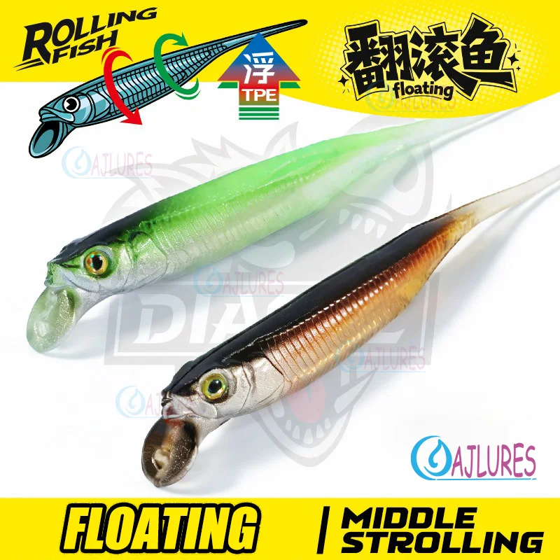 Midosto Wacky Rig flotante TPE blando rodante para lubina y lucio