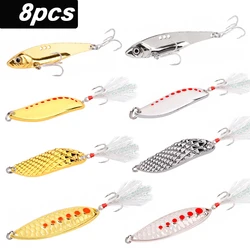 Señuelo artificial giratorio con anzuelos triples para spinning marino