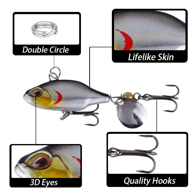 Señuelo giratorio VIB Wobbler con lentejuelas – Crankbait hundible - imagen 3