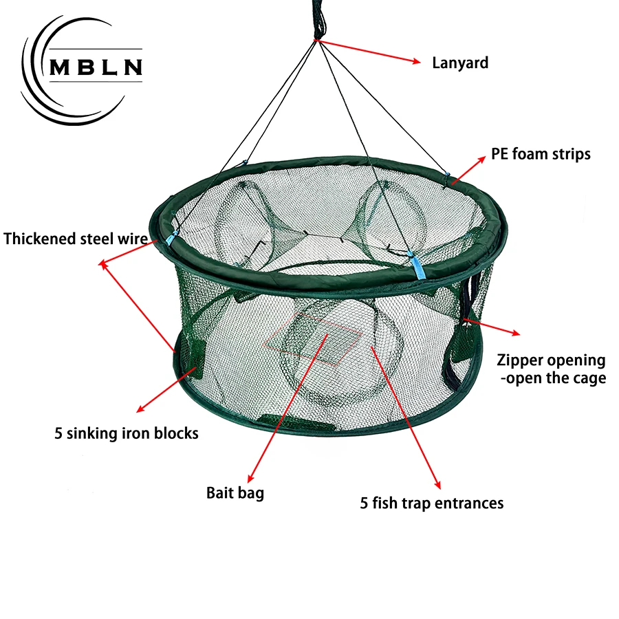 Trampa para camarones plegable – jaula para peces y redes - imagen 5