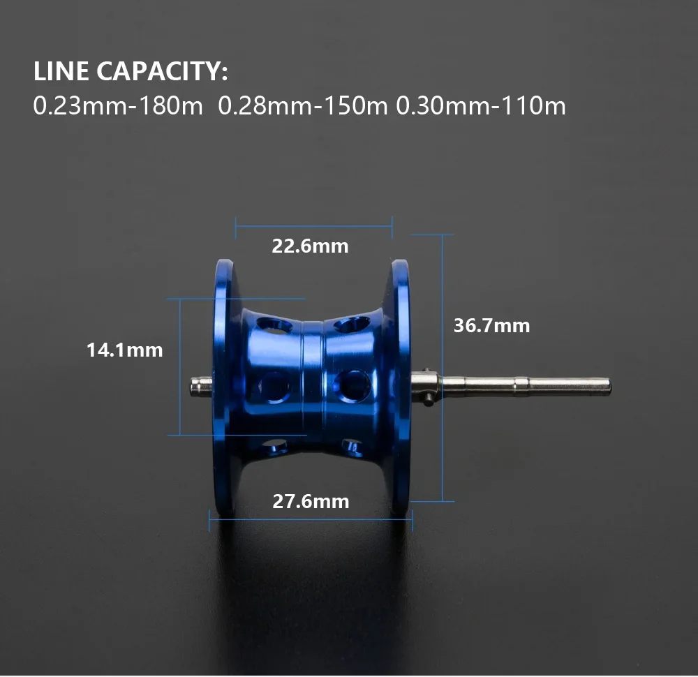 Detalle del carrete y rueda de control para baitcasting