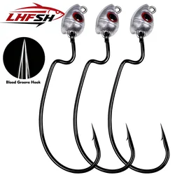 LHFSH Offset Crank Jig Head para Texas Rig con ojo simulado