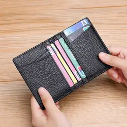 Cartera delgada de cuero con ranuras para tarjetas