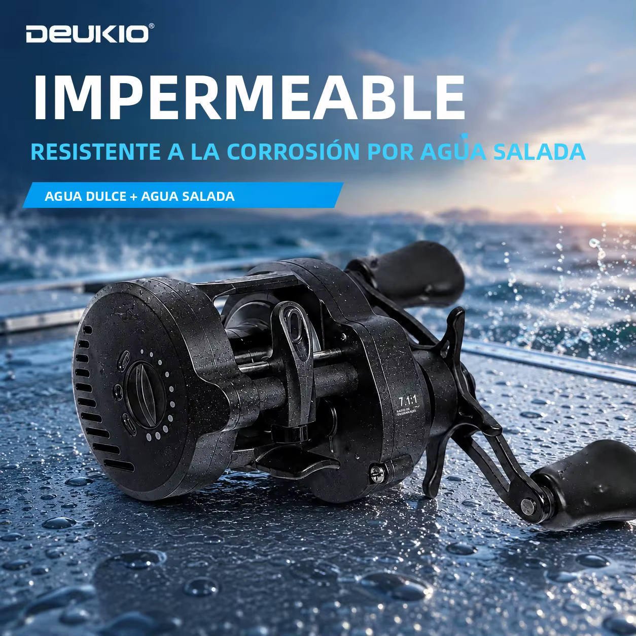 DEUKIO Carrete baitcasting DC ultraligero para agua salada 7,1:1 - imagen 5