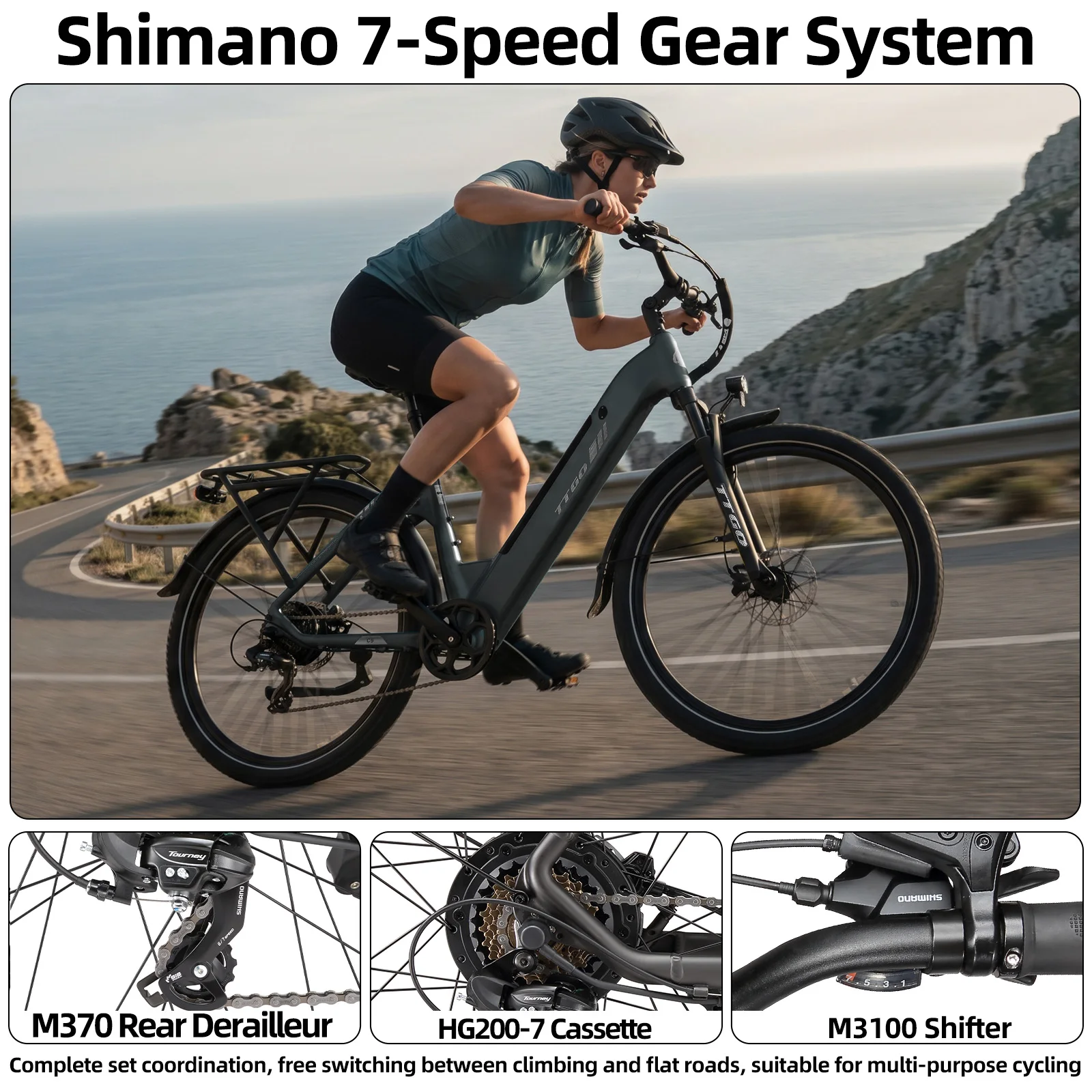 TTGO C5 Bicicleta eléctrica con frenos hidráulicos y pantalla LCD - imagen 2