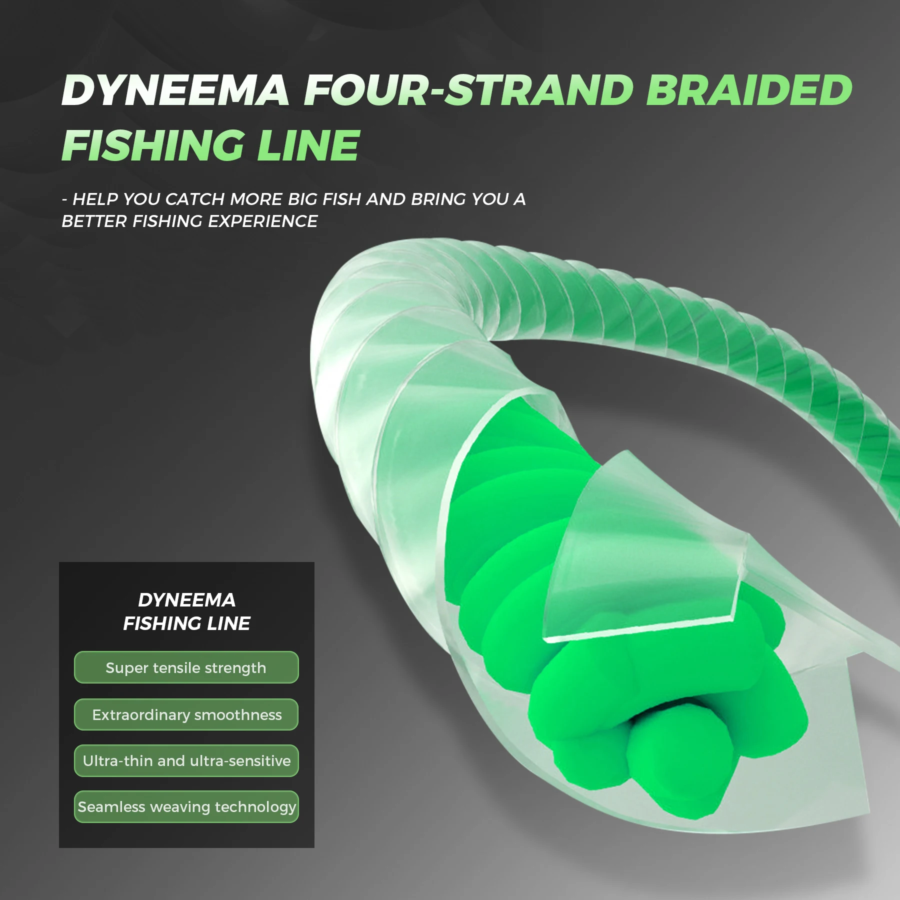 Línea de pesca trenzada PE 4 hebras con alta resistencia 12lb–100lb - imagen 4