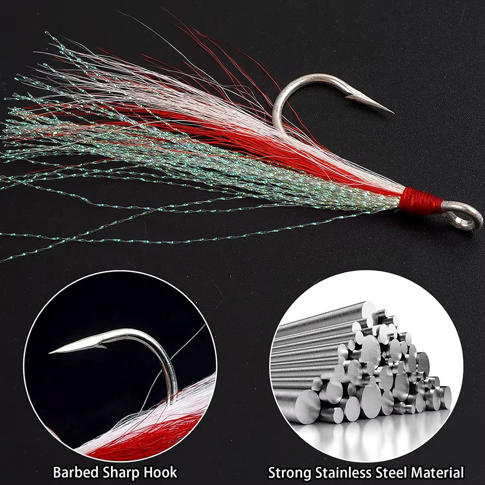 Anzuelo Jig Head Bucktail Flashabou para Lubina y Salmón - imagen 2