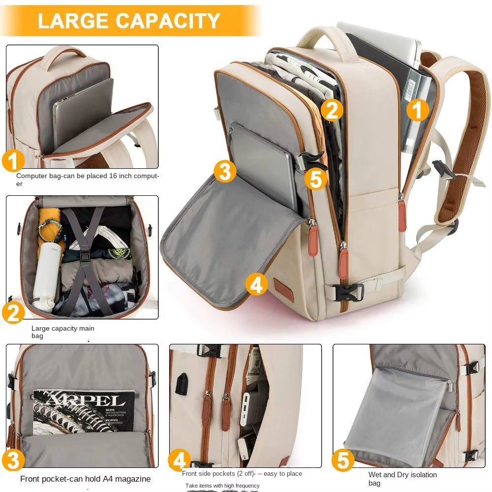 Mochila Oxford impermeable para portátil de 17 pulgadas de gran capacidad - imagen 3