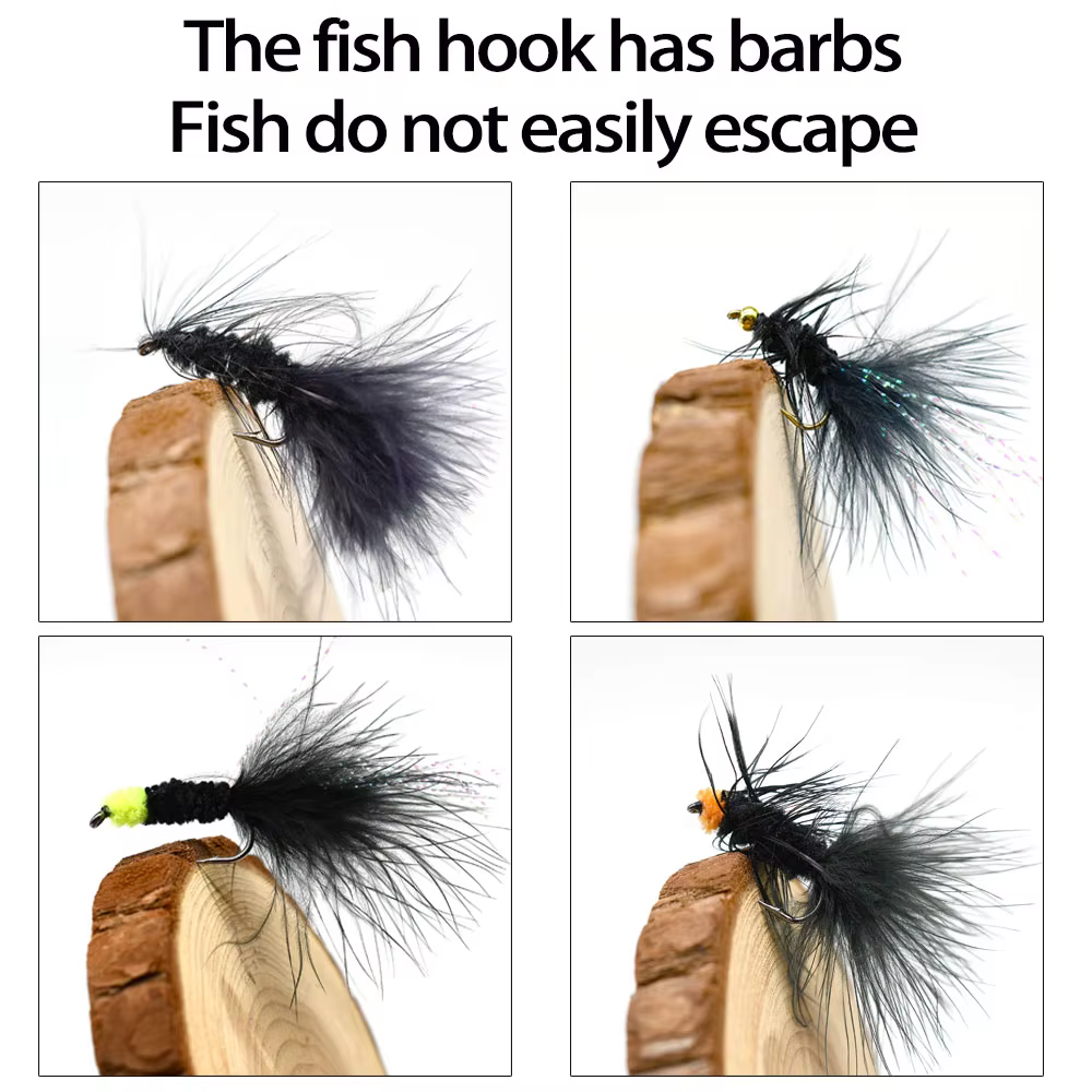 MNFT Mosca Beadhead Streamer negra para pesca de trucha en ríos - imagen 4
