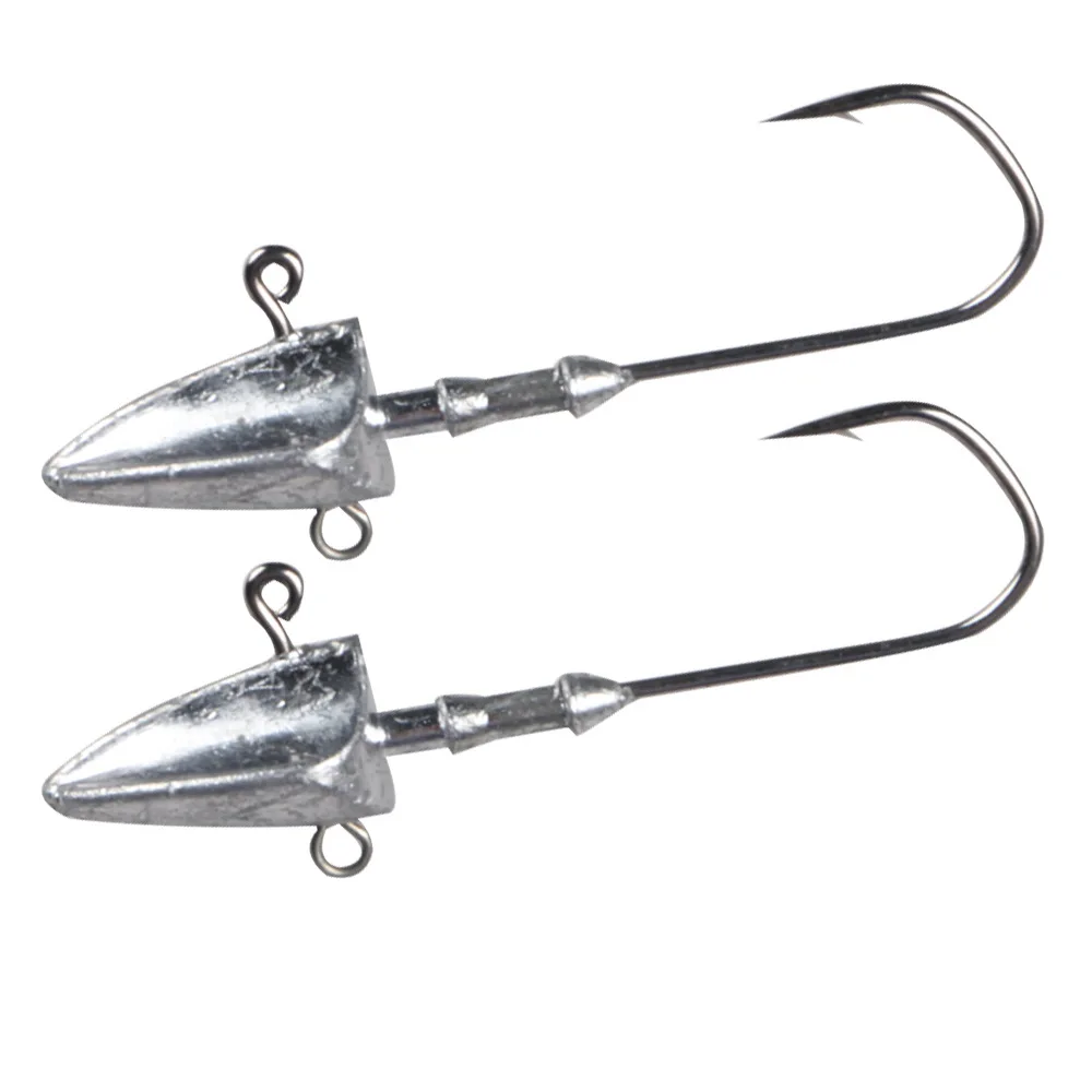 Montaje del soft bait sobre el jig head triangular