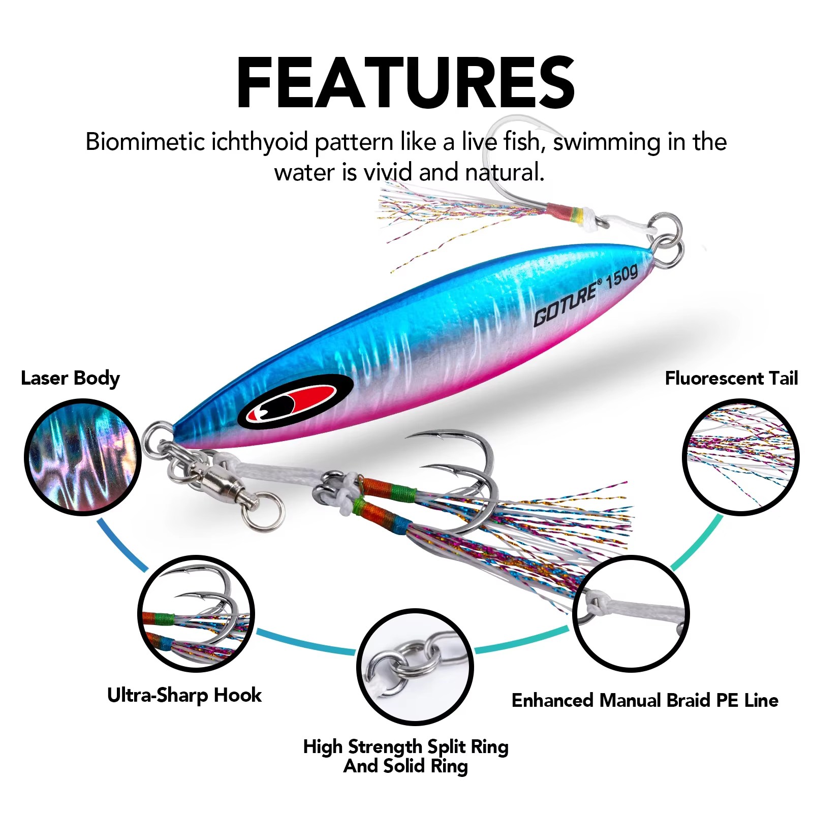Anzuelos Jigging Goture – Acero carbono agua salada - imagen 2