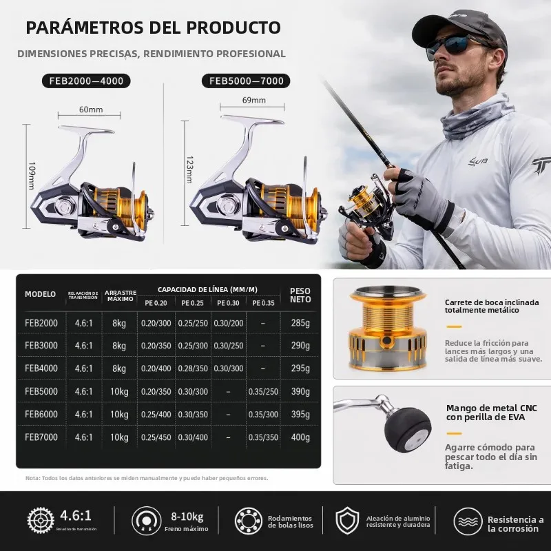 Carrete de pesca metálico DEUKIO para agua salada y dulce - imagen 2
