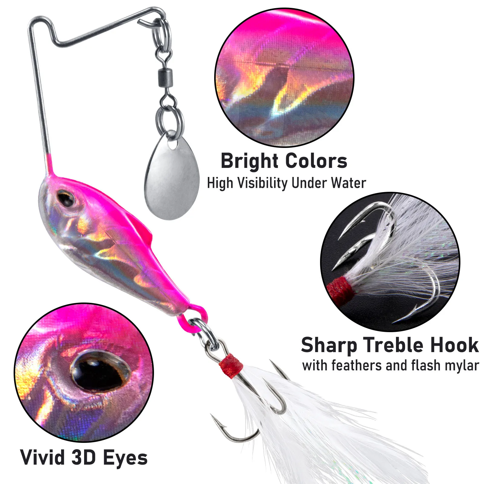 Spinnerbait Metal 8g 11g 16g para lubina y salmón - imagen 3