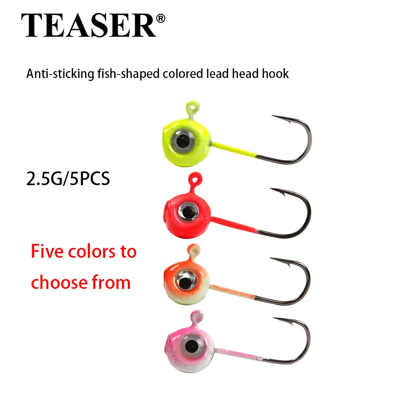 Anzuelos Jig Head TEASER reforzados carbono anti-fondo de doble ojo - imagen 4