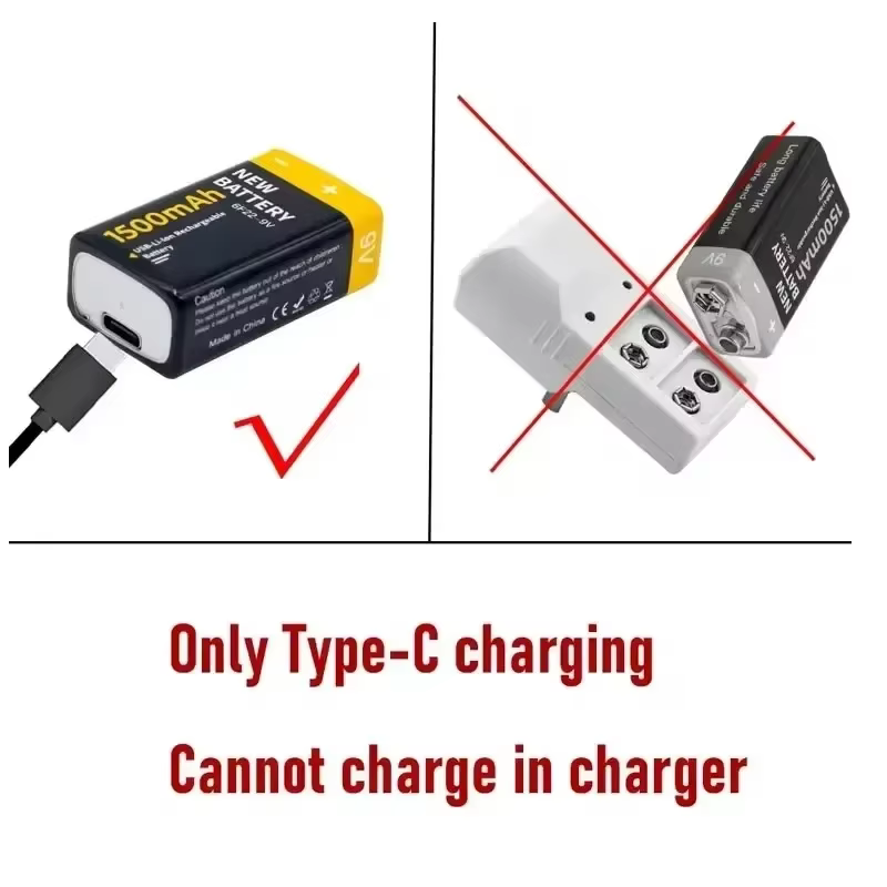 Batería recargable 9V USB-C para RC, micrófono y juguetes - imagen 5