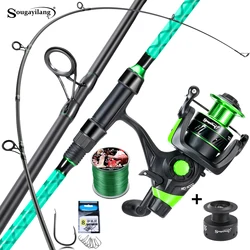 Sougayilang Combo de pesca carpa: caña y carrete con línea PE