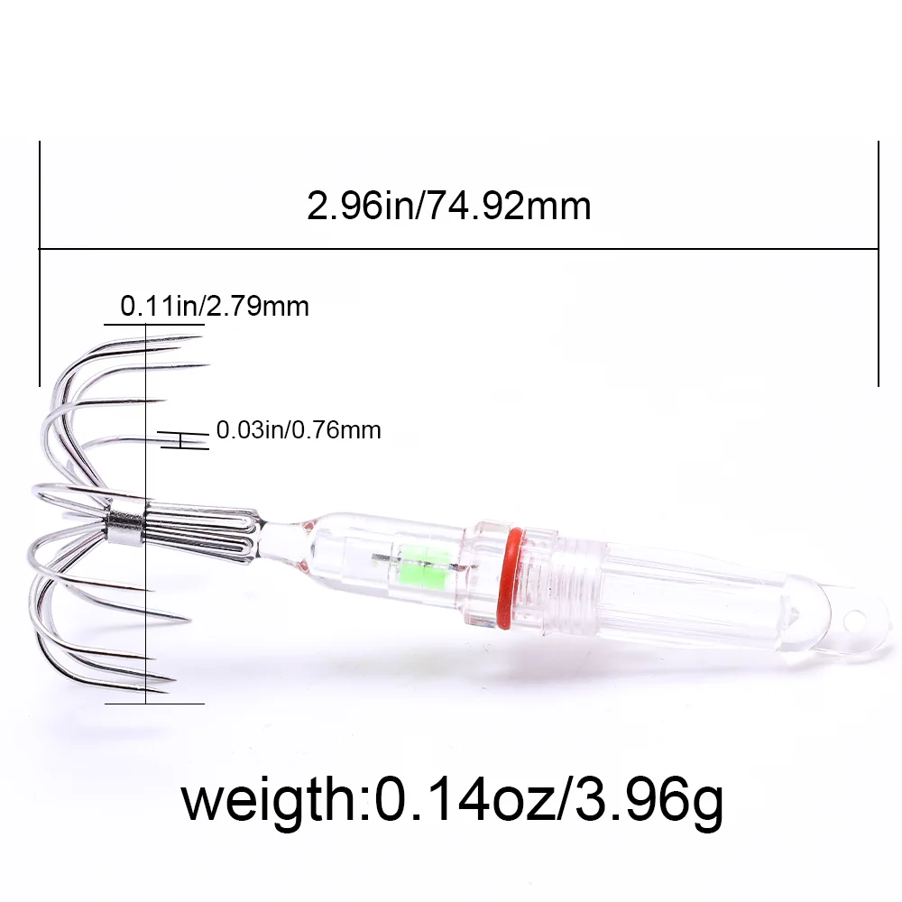 Jig luminoso con luz LED estanca para pesca de calamar - imagen 4