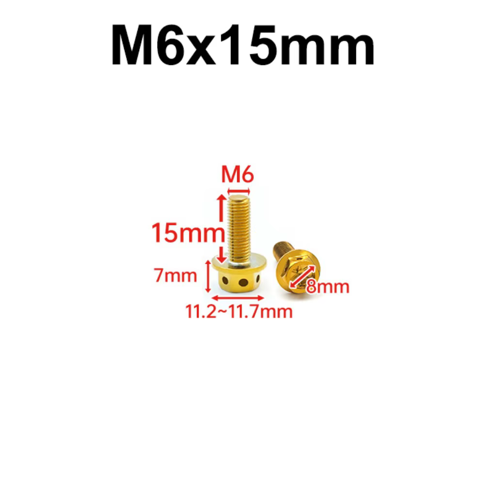 Tornillos de titanio dorado M6-M8 perforados para motocicleta