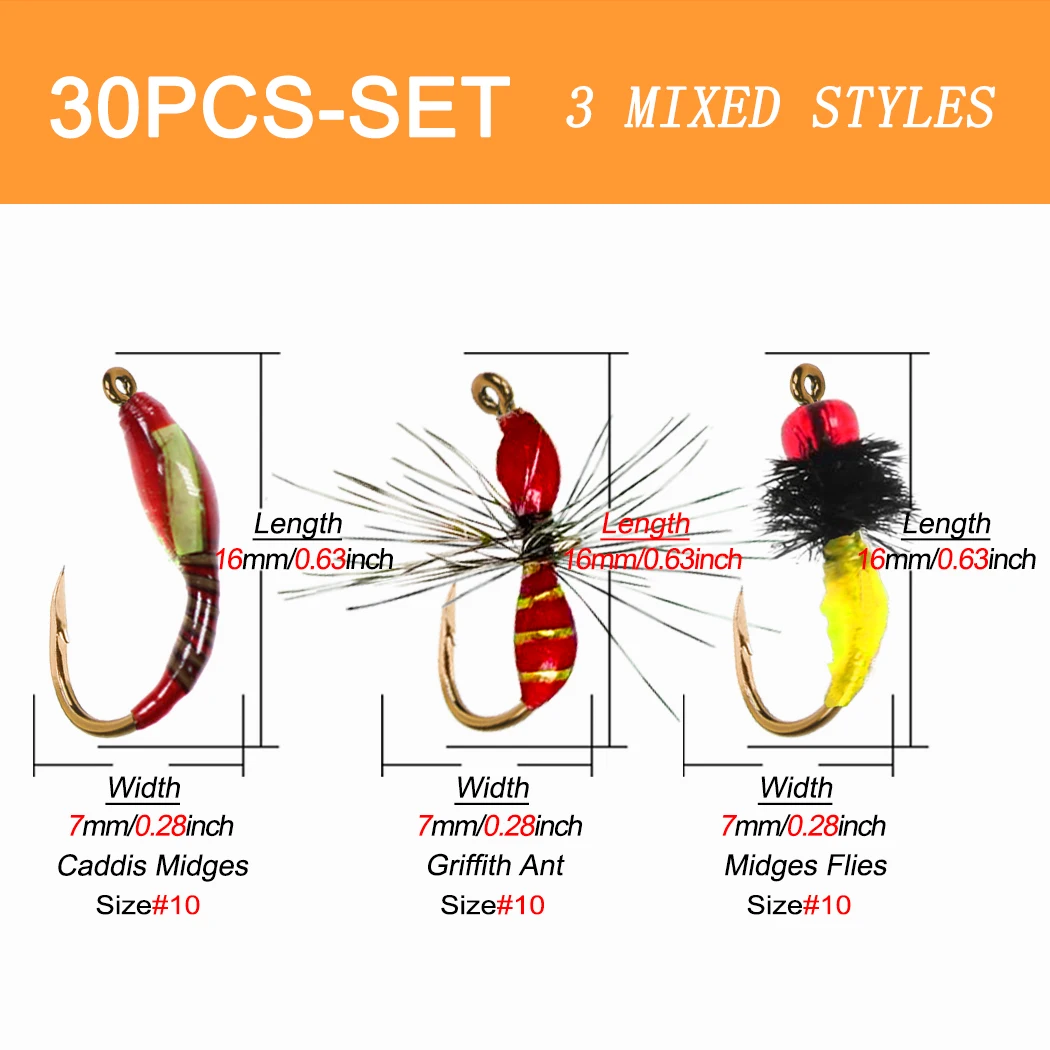 Señuelos con mosca y ninfas artificiales húmedas para trucha