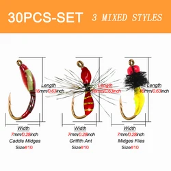 Señuelos con mosca y ninfas artificiales húmedas para trucha