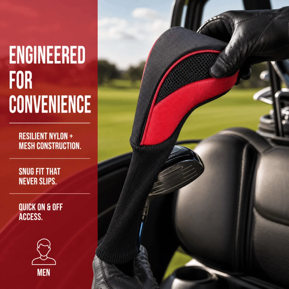 Fundas de golf de poliéster con malla y cuello largo para driver