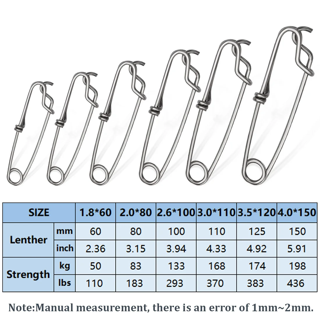Clips para atún de acero inox 9KM con pasador ojo cerrado - imagen 3