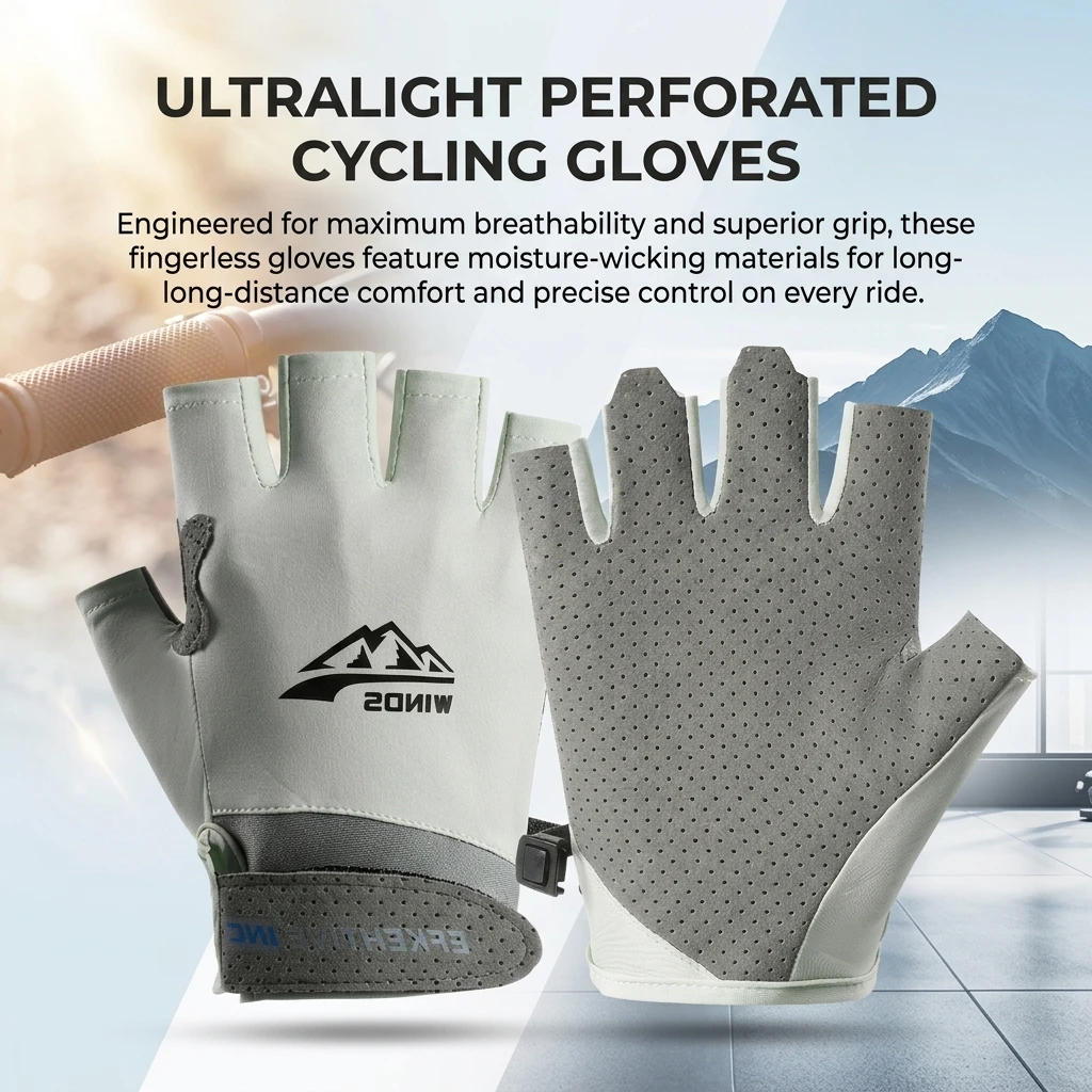 Guantes de pesca medio dedo transpirables UV para verano - imagen 4