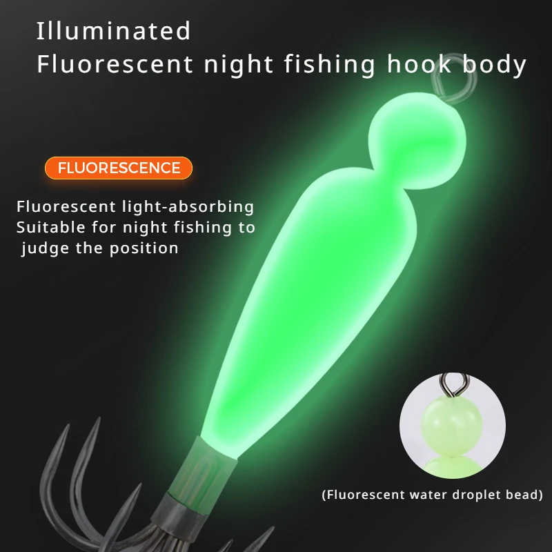 Anzuelos calamar Yashiro Sideight Slight Hook luminosos en tándem - imagen 4