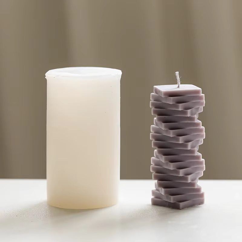 Molde silicona columna espiral cuadrada para velas y jabón