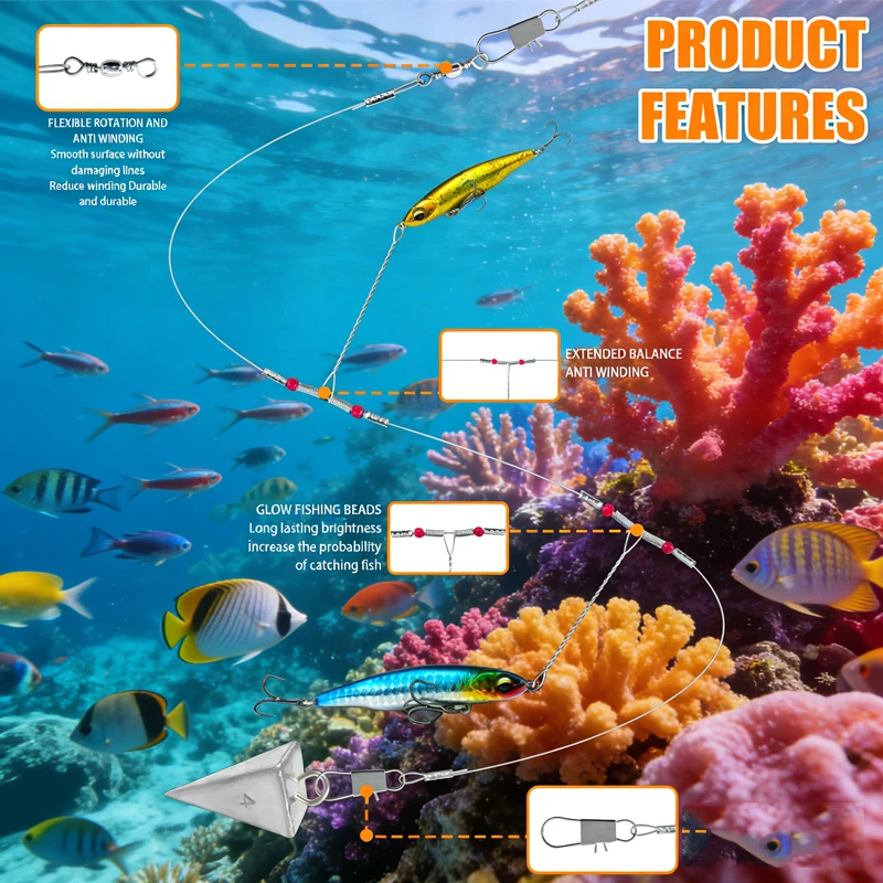 YOTO Plataforma de Equilibrio Pesca Líder Acero Cuentas Antiviento