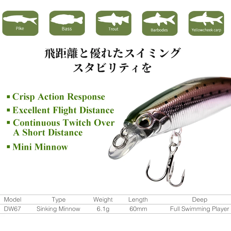 Detalle del cuerpo y perfil de minnow