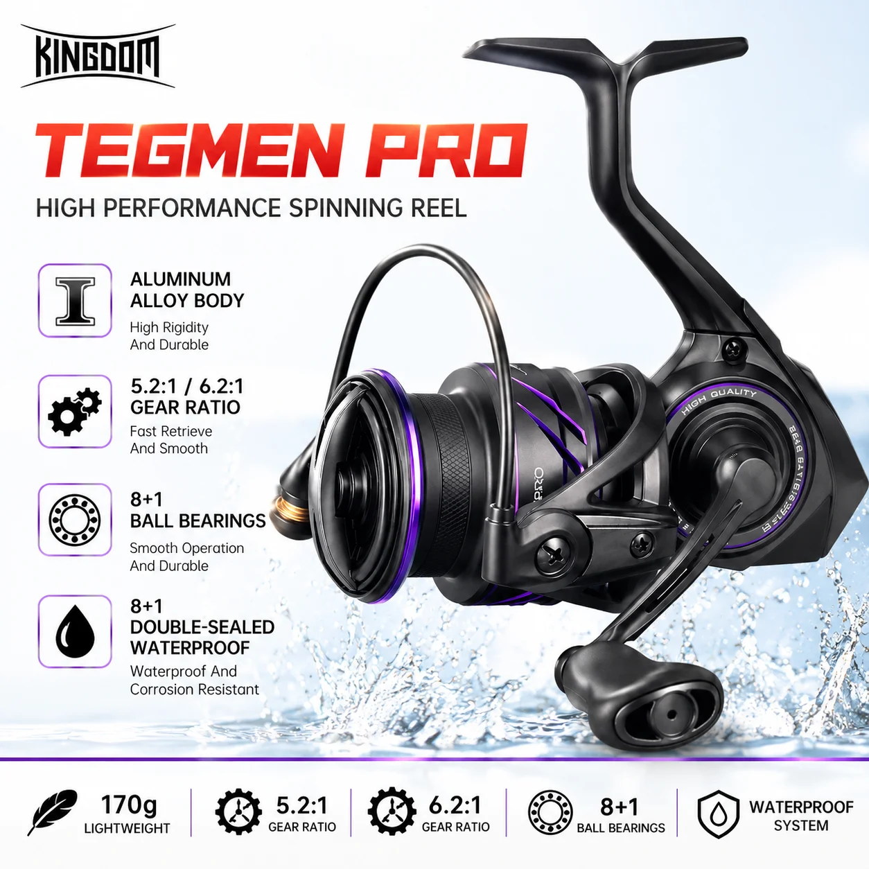 Carrete giratorio Kingdom Tegmen Pro C2500s – alta potencia - imagen 5