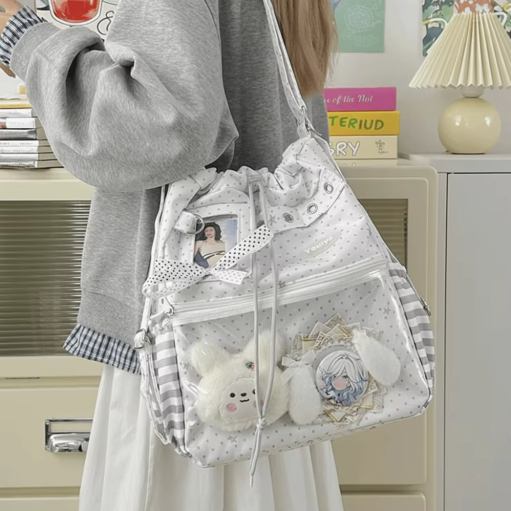 Mochila Ita lunares bolsillo transparente gran capacidad escolar - imagen 5