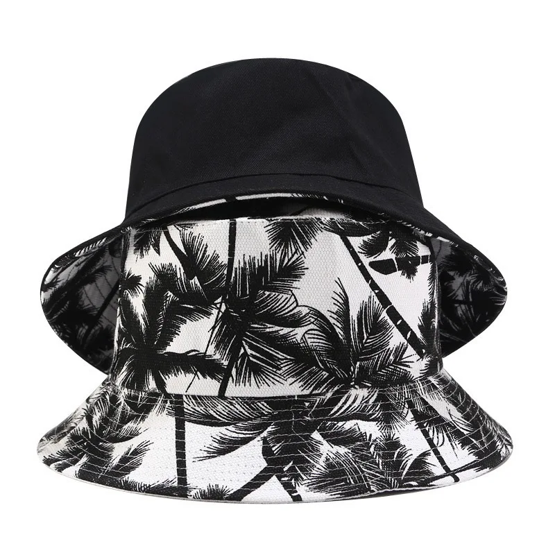 Sombrero reversible con estampado de coco, vista frontal del lado claro