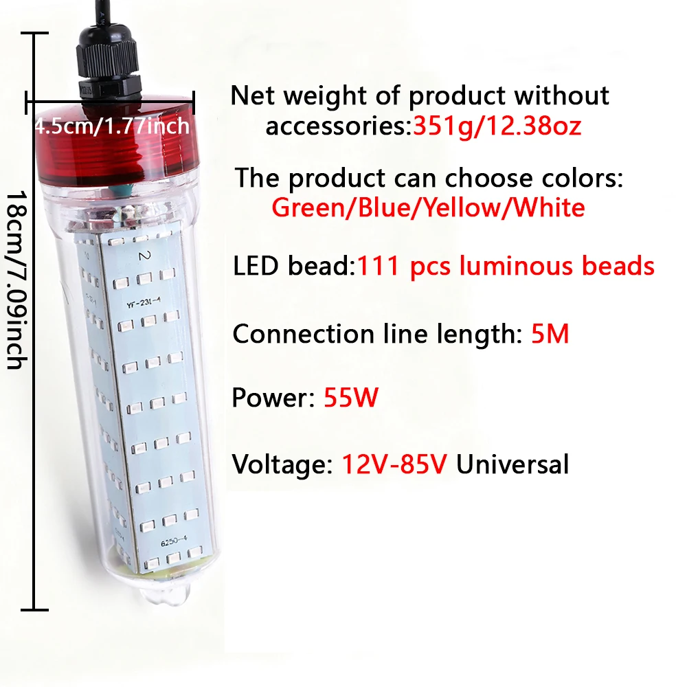 Lámpara LED portátil de 55W para pesca subacuática