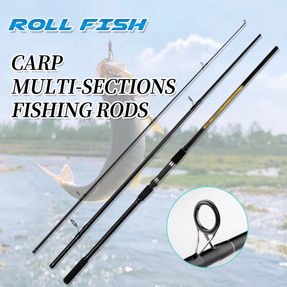 Caña Carpa Viaje 3 Secciones Rollfish Carbono Spinning 3,9m Lance Largo
