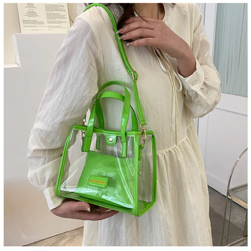Bolso tote de PVC transparente, estilo hombro