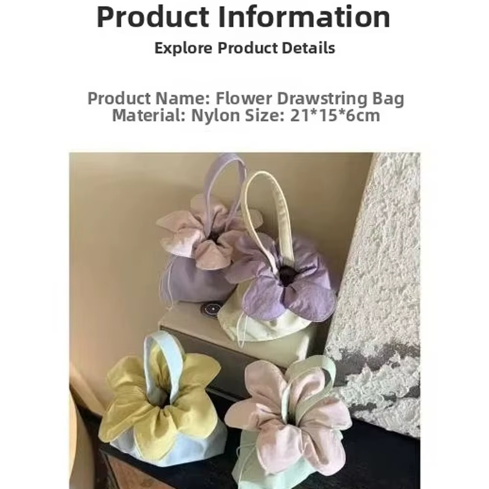 Bolso de cordón floral – Poliéster resistente y ligero - imagen 2