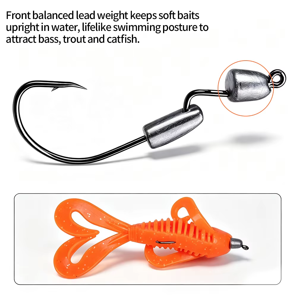 Jig head cargado con señuelo tipo worm
