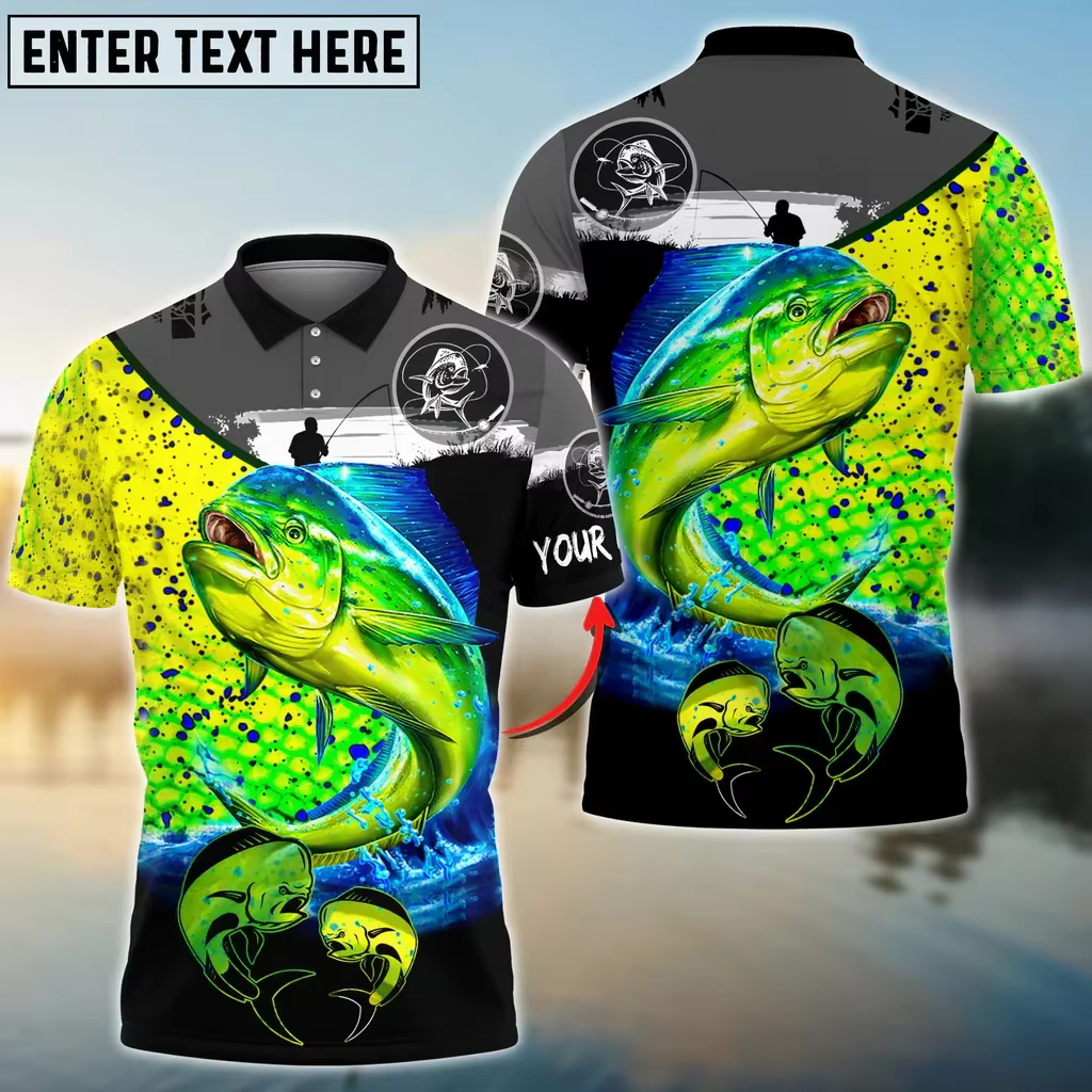 Polo personalizado Mahi Mahi 3D – Camisa de pesca para hombre