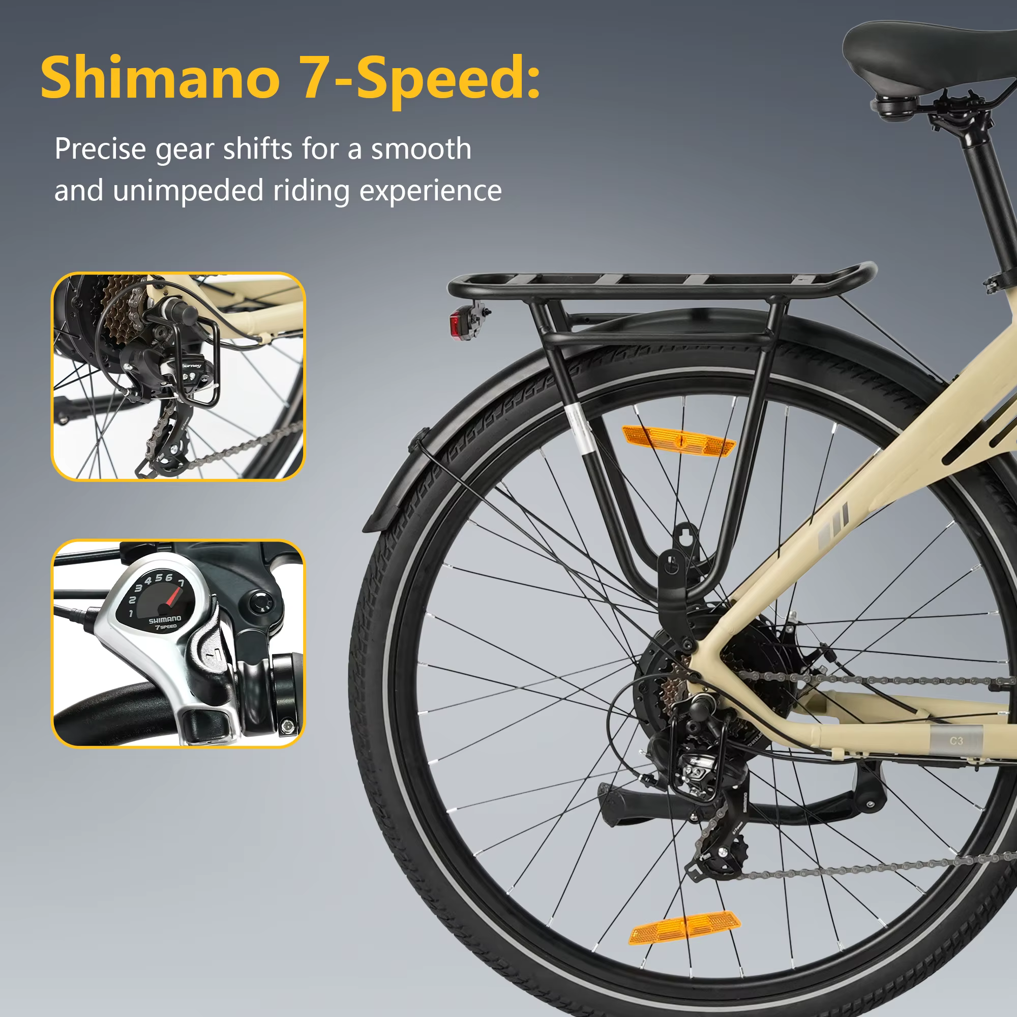 Bicicleta eléctrica TTGO 250W con batería extraíble y 7 velocidades - imagen 3