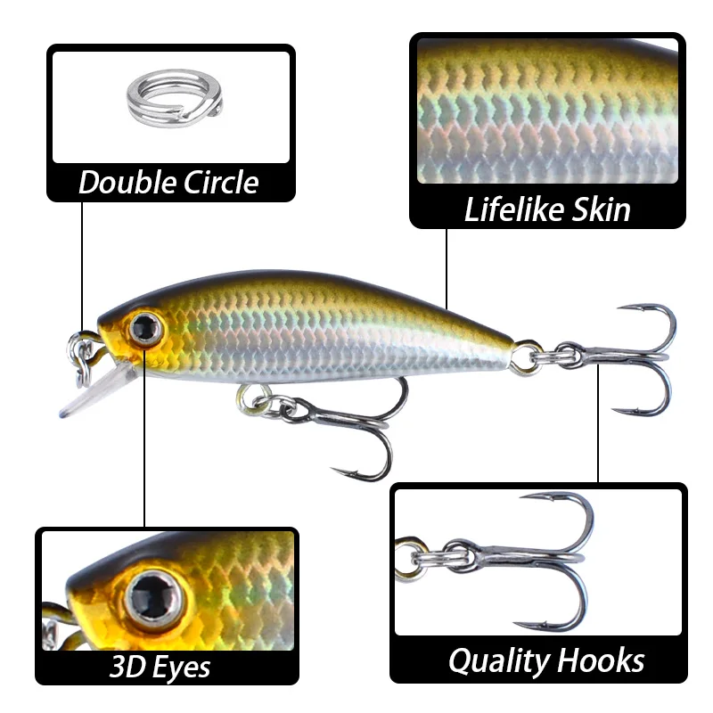 Micro Minnow Wobbler largo alcance hundimiento rápido trucha y lubina