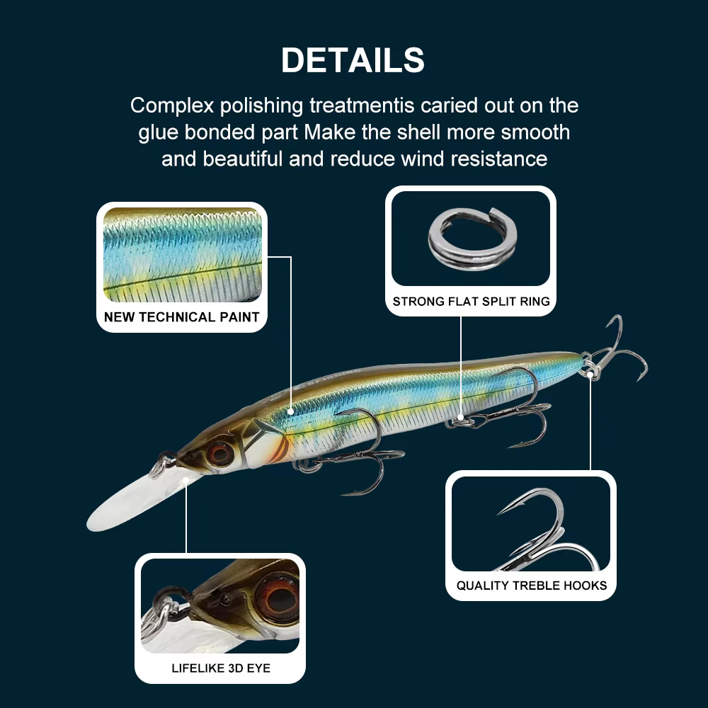 ESFISHING Jerkbait Minnow 11 cm 14 g buceo 0-2,2 m lucio y perca - imagen 3