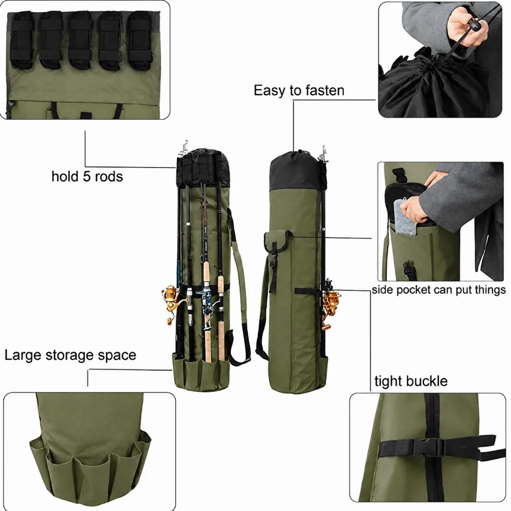 Bolsa para cañas de pescar plegable de gran capacidad Oxford 600D