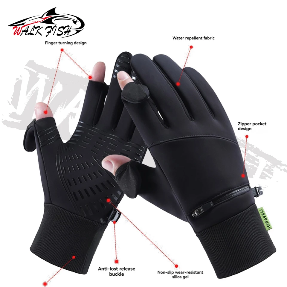 WALK FISH Guantes de pesca táctiles antideslizantes acolchados cálidos - imagen 2