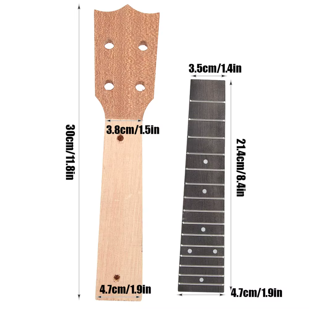 Mástil y diapasón de ukelele de madera