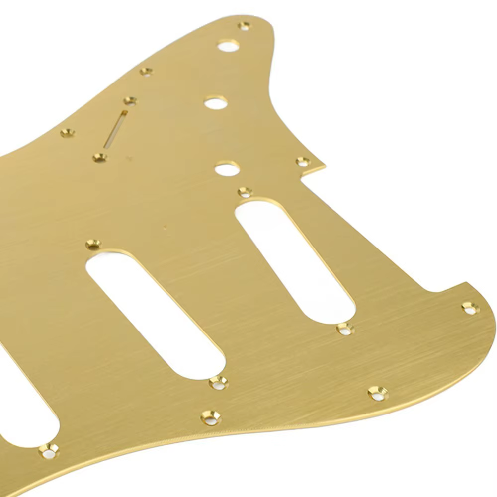 Golpeador aluminio Strat SSS – Pickguard Stratocaster plateado negro